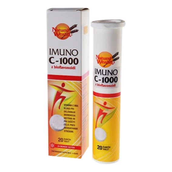 Natural Wealth Imuno C-1000 z bioflavonoidi, 20 šumečih tablet