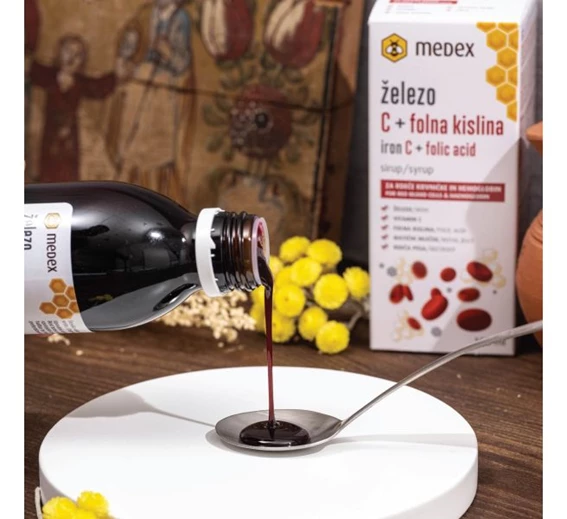 Železo C + folna kislina sirup Medex, 150 ml