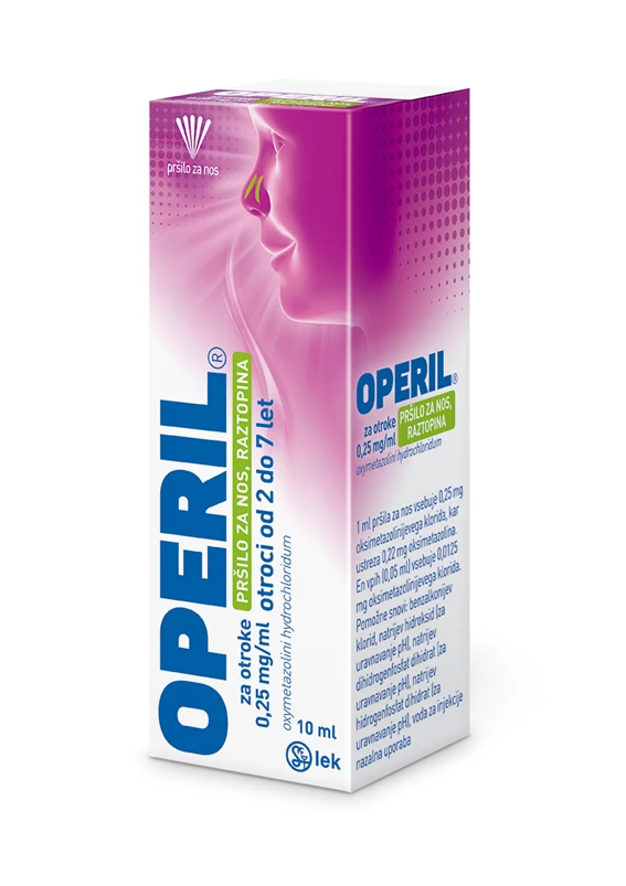 Operil 0,25 mg/ml pršilo za nos, raztopina, plastenka z 10 ml raztopine