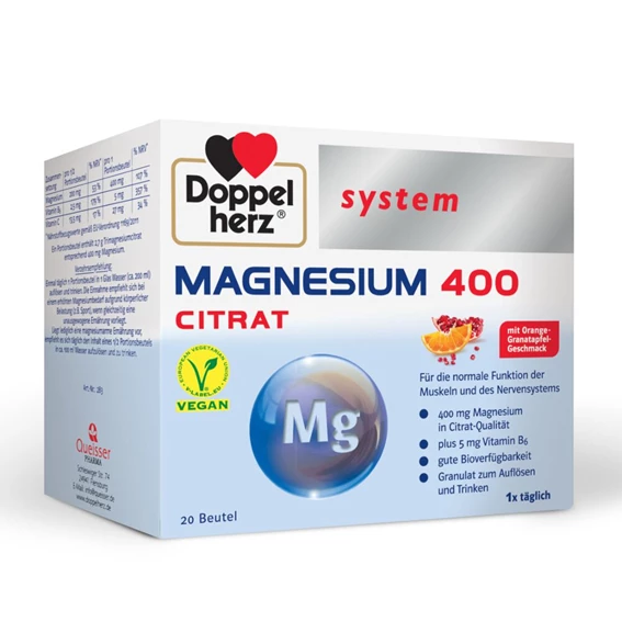 Doppelherz System MAGNEZIJ 400 CITRAT, 20 vrečk