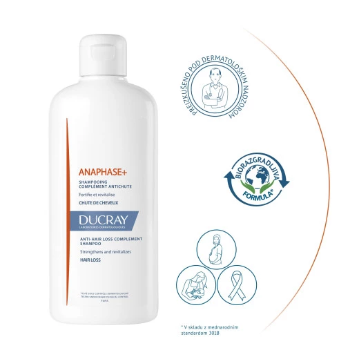 Ducray Anaphase+ kremni šampon, 400 ml
