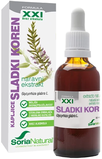 Soria Natural Sladki koren brezalkoholne kapljice XXI, 50 ml