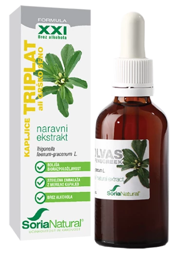 Soria Natural Triplat-Grško seno brezalkoholne kapljice XXI, 50 ml