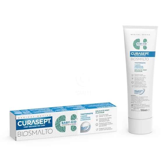 Curasept Biosmalto CAE Baby-Kids, zobna pasta od 6 mesecev do 6 let - okus nežne mete, 50 ml