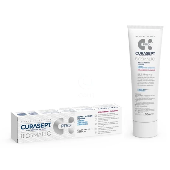 Curasept Biosmalto Impact Action CAE, zobna pena - okus jagoda, 50 ml
