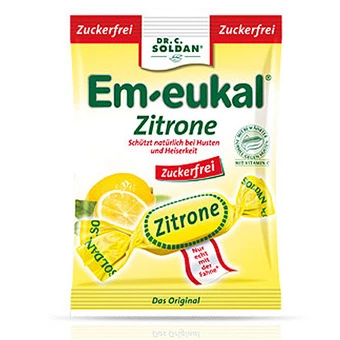 Dr. Soldan Em-eukal limona, trdi bonboni brez sladkorja, 75 g