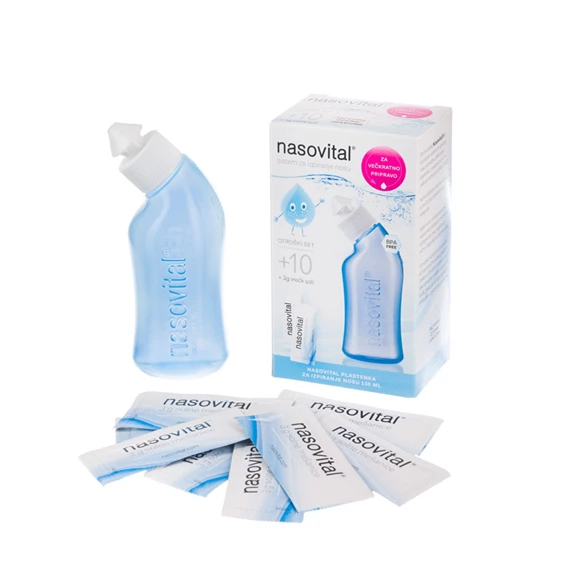 Nasovital set za izpiranje nosu za otroke (moder)