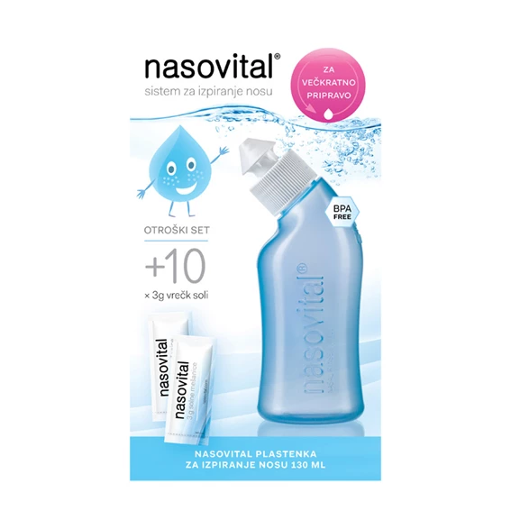 Nasovital set za izpiranje nosu za otroke (moder)