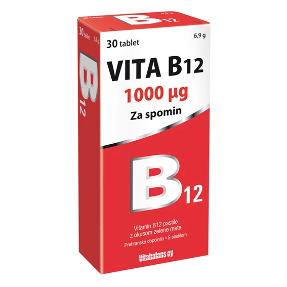Vitabalans Vitamin B12 1 mg žvečljive tablete, 30 tablet