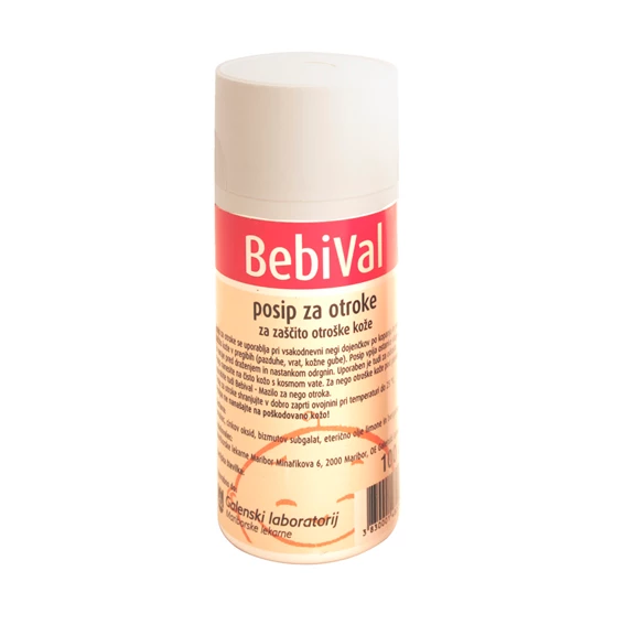 BebiVal Posip za otroke z eteričnim oljem limone, 100 g