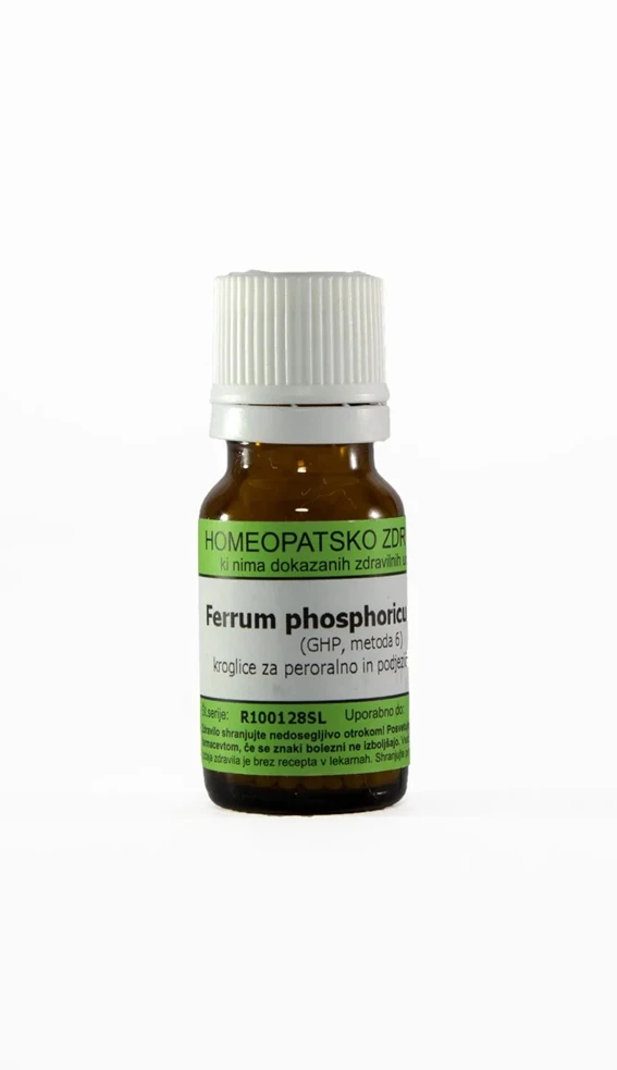 Ferrum phosphoricum C10 homeopatske kroglice, 10 g