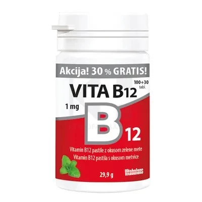 Vitabalans Vitamin B12 1 mg žvečljive tablete, 130 tablet