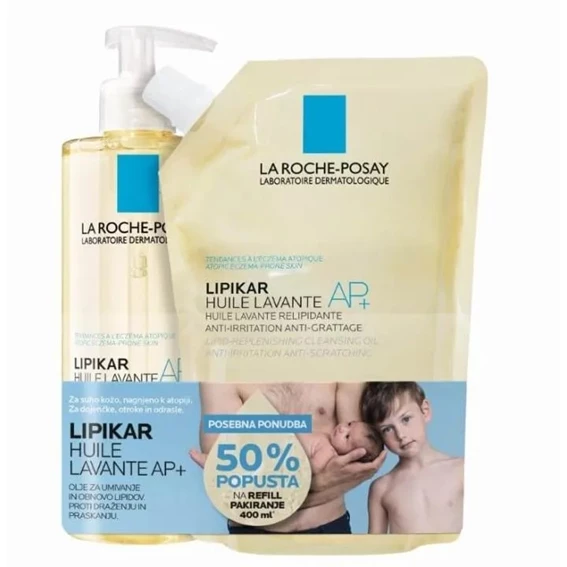 LRP Lipikar paket: Huile Lavante AP+ olje za umivanje (400 ml) + Huile Lavante AP+ olje za umivanje refill (400 ml)