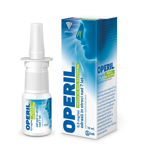 Operil 0,5 mg/ml pršilo za nos, raztopina, plastenka z 10 ml raztopine
