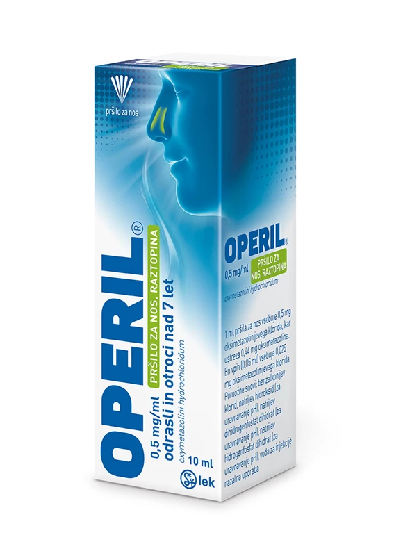Operil 0,5 mg/ml pršilo za nos, raztopina, plastenka z 10 ml raztopine