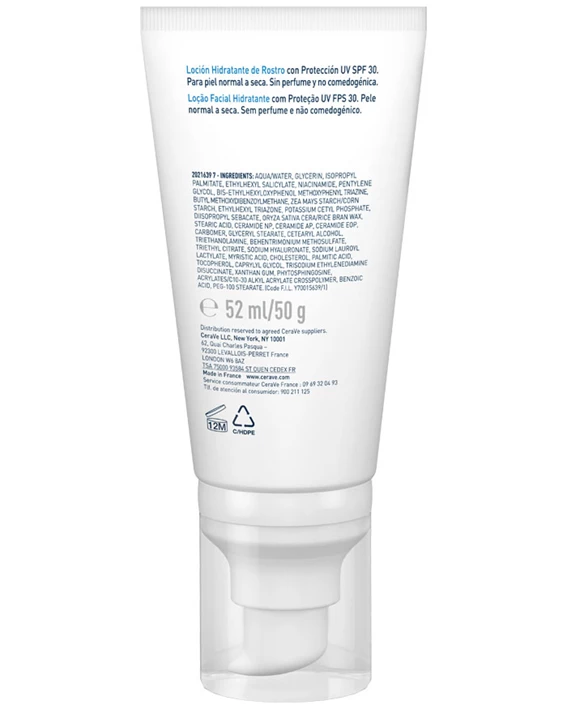 CeraVe vlažilna nega za obraz z zaščito pred soncem SPF 30, 52 ml