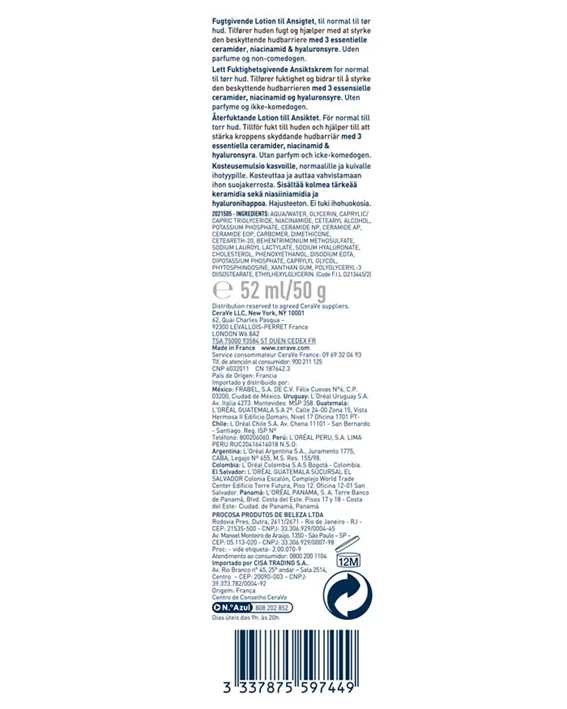 CeraVe vlažilna nega za obraz, 52 ml