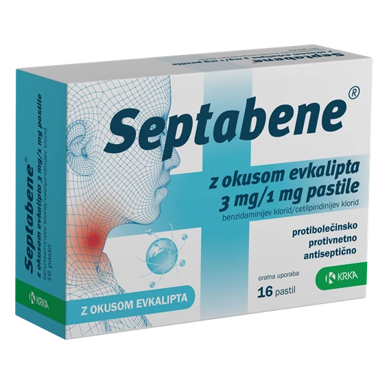 Septabene pastile z okusom evkalipta 3 mg/1 mg, 16 pastil
