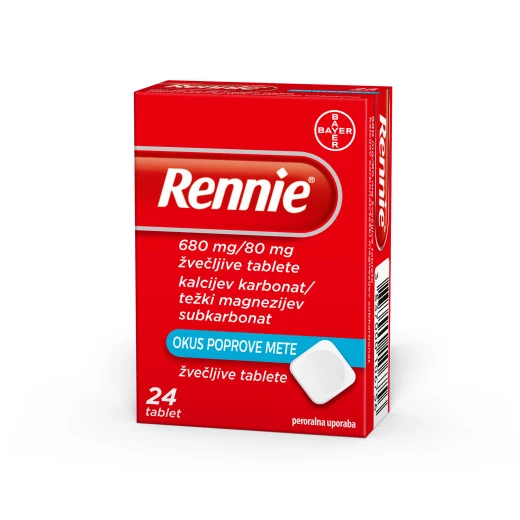 Rennie 680 mg/80 mg žvečljive tablete, 24 žvečljivih tablet
