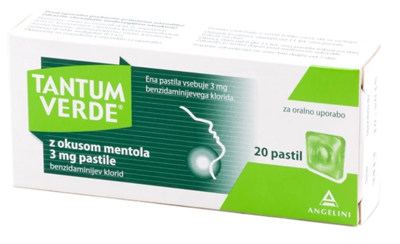 Tantum Verde z okusom mentola 3 mg, 20 pastil