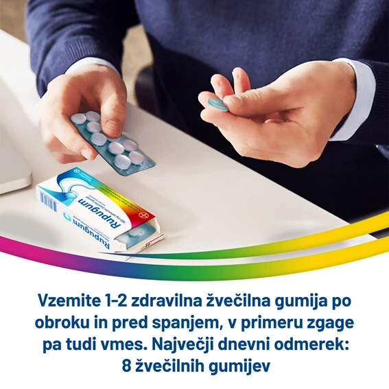 Rupugum 750 mg zdravilni žvečilni gumiji, 20 žvečilnih gumijev
