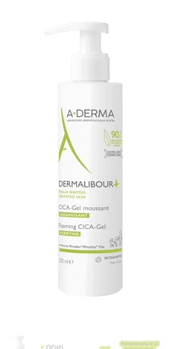 A-Derma Dermalibour+ peneči Cica-gel, 200 ml
