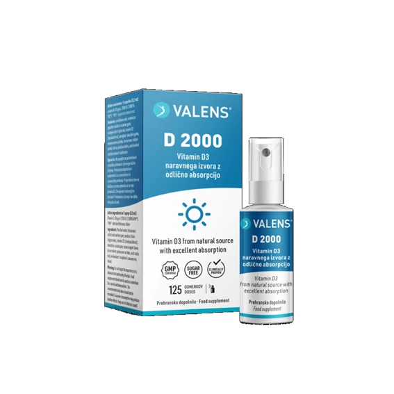 Valens D 2000 ustno pršilo, 25 ml