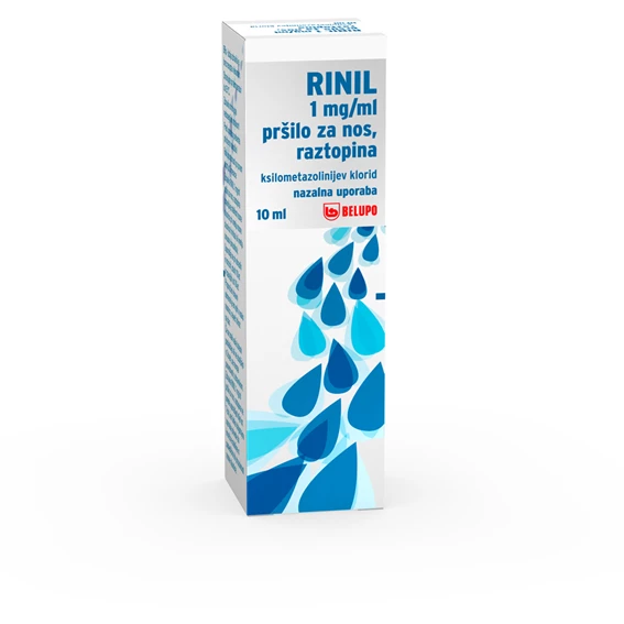 Rinil 1 mg/ml, pršilo za nos - raztopina, 10 ml