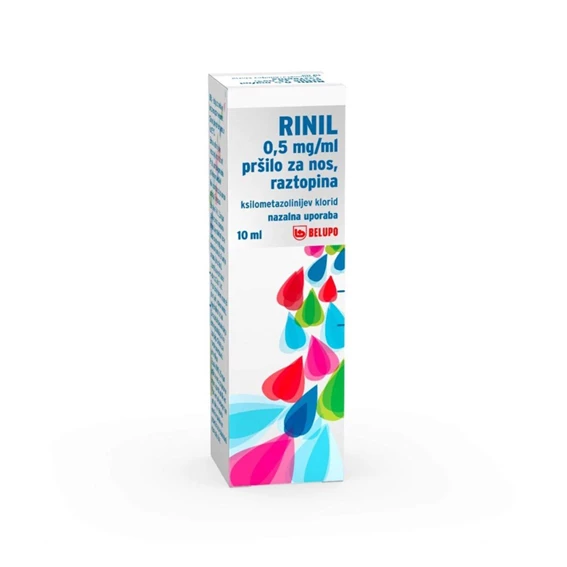 Rinil 0,5 mg/ml, pršilo za nos - raztopina,10 ml