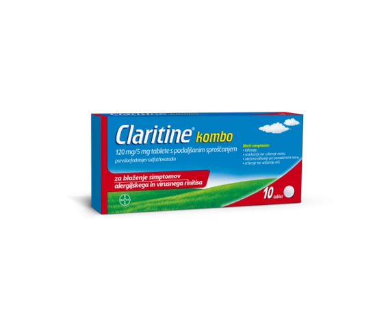 Claritine kombo 120mg/5mg, 10 tablet s podaljšanim sproščanjem