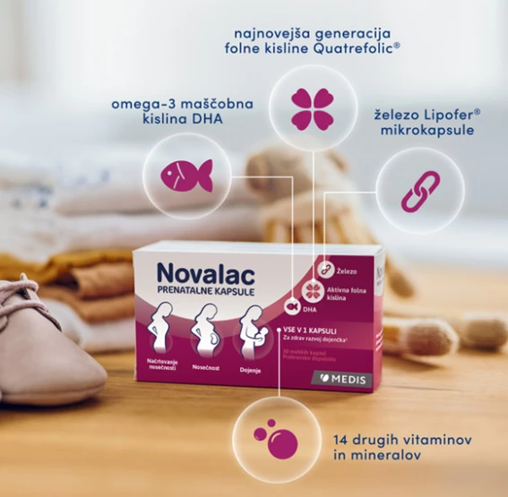 Novalac prenatalne kapsule, 30 kapsul