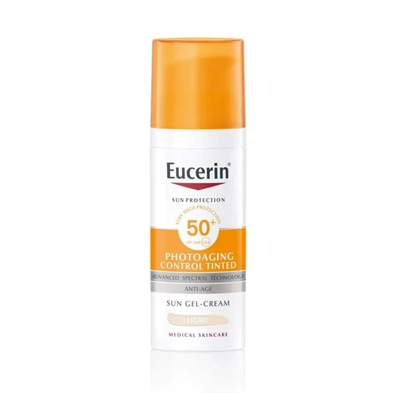 Eucerin Sun Photoaging Control obarvan kremni gel za zaščito obraza pred soncem ZF 50+ v odtenku Light, 50 ml