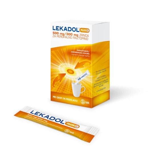 Lekadol PLUS C 500 mg/300 mg zrnca za peroralno raztopino, 10 vrečic