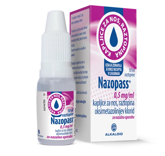 Nazopass 0,5 mg/ml, kapljice za nos (10 ml)