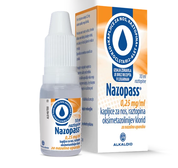 Nazopass 0,25 mg/ml, kapljice za nos,10 ml