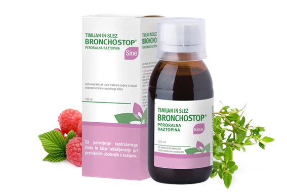 Timijan in slez Bronchostop Sine peroralna raztopina, 120 ml