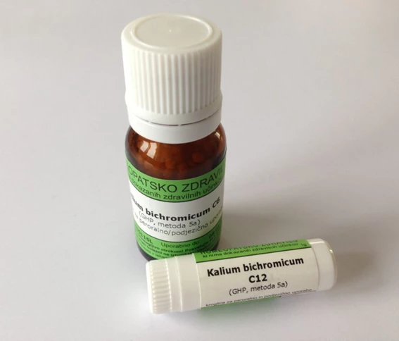 Kalium bichromicum C12 homeopatske kroglice, 1 g