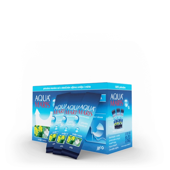 AQUA MARIS® TALASOTERAPIJA naravna morska sol z eteričnimi olji smilja in mirte, 30 vrečk