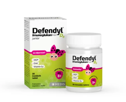Defendyl Imunoglukan P4H D3 junior, žvečljive tablete, 30 tablet