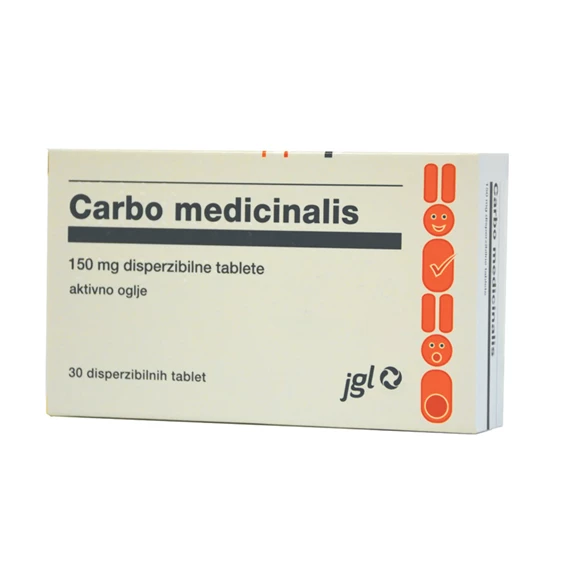 Carbo medicinalis aktivno oglje 150 mg, 30 tablet