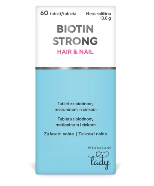 Biotin Strong Vitabalans Lady, tablete za lase in nohte, 60 tablet