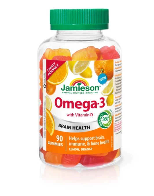 Jamieson Omega-3, žvečljivi bonboni za otroke, mladostnike in odrasle, 90 bonbonov