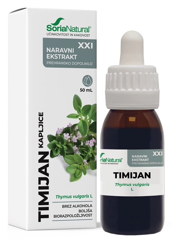 Soria Natural Timijan brezalkoholne kapljice XXI, 50 ml