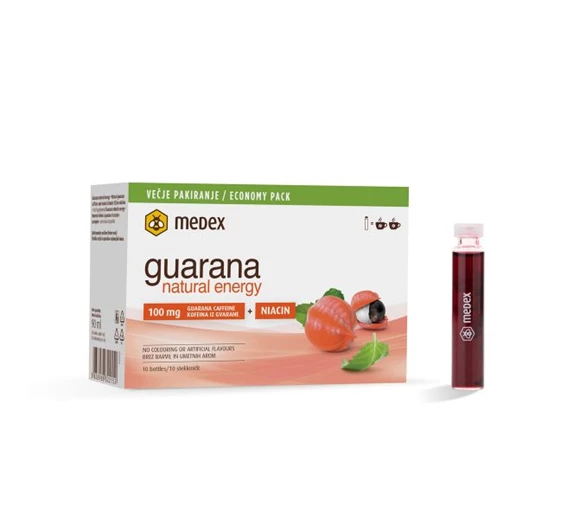 Guarana natural energy raztopina Medex, 5 stekleničk po 9 ml