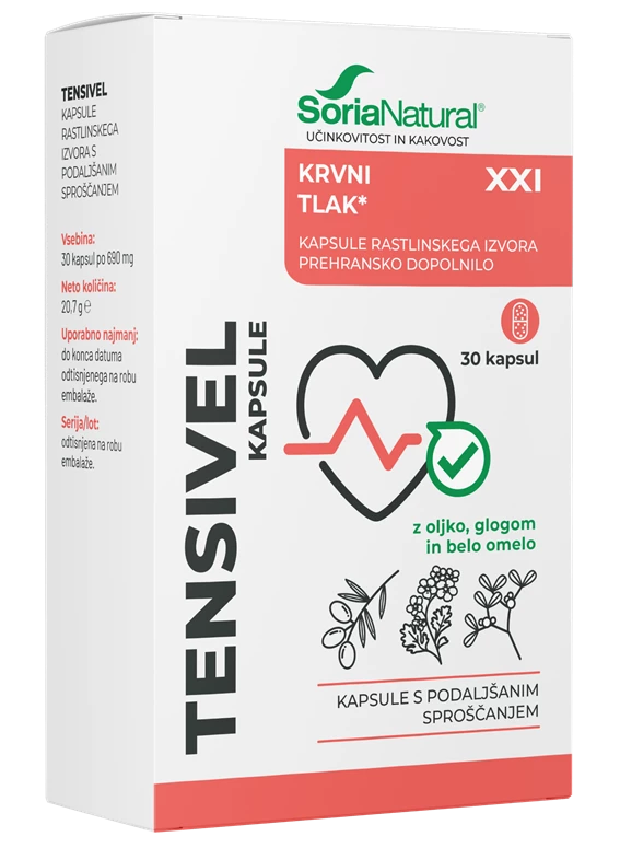 Soria Natural Tensivel XXI kapsule s podaljšanim sproščanjem, 30 kapsul