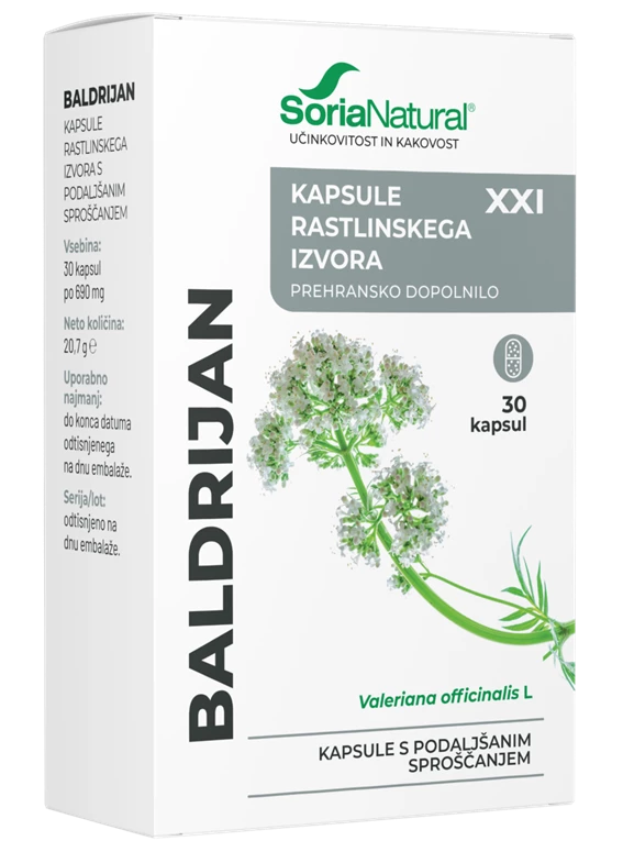 Soria Natural Baldrijan XXI kapsule s podaljšanim sproščanjem, 30 kapsul