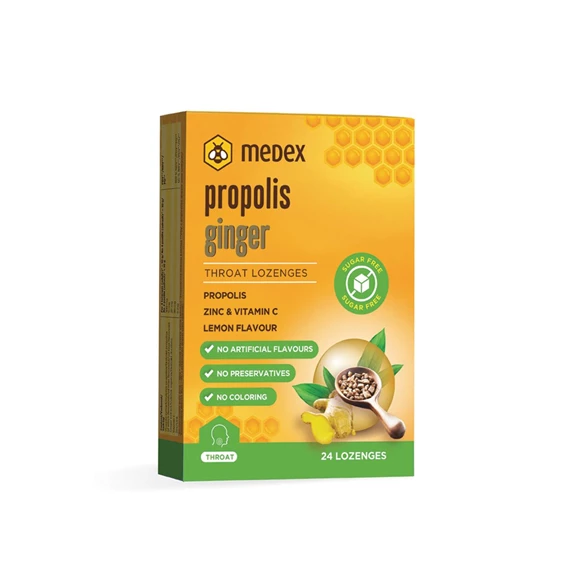  Propolis Ginger medene pastile za grlo,Medex, 24 pastil