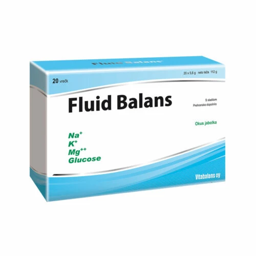 Fluid Balans, prašek za peroralno raztopino z glukozo in elektroliti - okus jabolka (20 x 5,6 g)