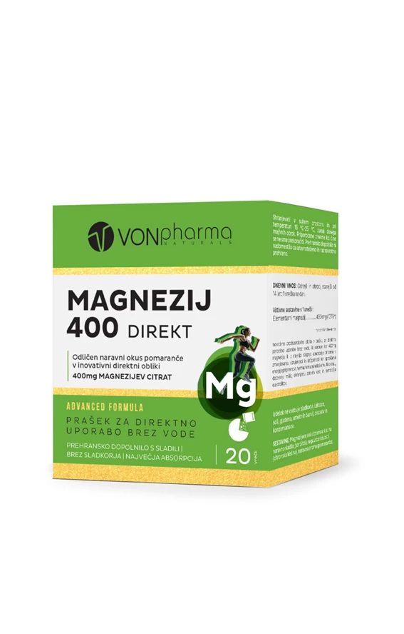VonPharma Magnezij 400 direkt prašek, 20 vrečk