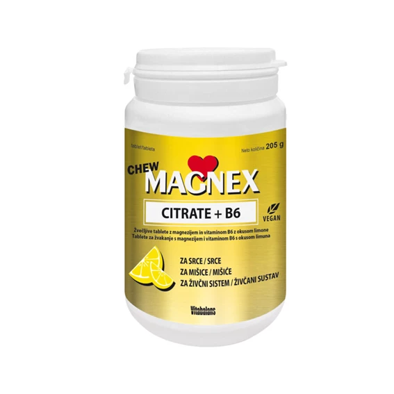 Magnex Citrate 375 mg + B6 Chew Vitabalans, 100 žvečljivih tablet